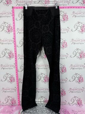 One zone pants sparkly Women's Black Straight Leg Velvet Pants